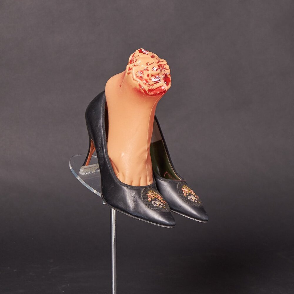 Vintage 1950s Needlepoint Black Pumps Heels Shoes